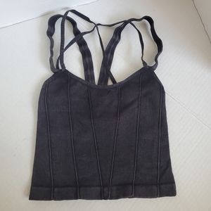 Free People Ribbed Cropped Tank in Black